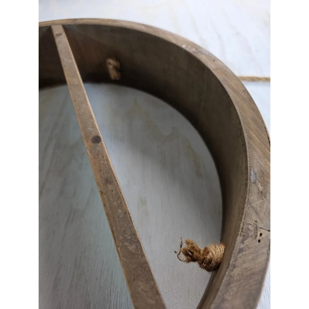 Rustic Wood Circular Floating Shelf Round Boho Wall Decor Shadow Box 17.5 Inch